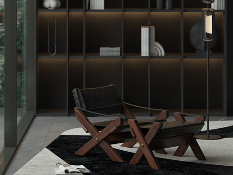  意式躺椅 脚踏su模型 