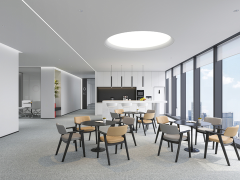  现代办公茶水间 休息区su模型 