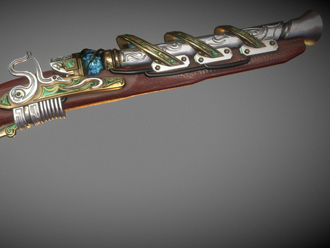  卷锁 蒸汽朋克手枪su模型 