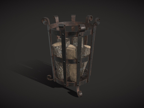  中世纪火盆 火篮su模型 