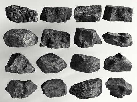 景观石头 石块 黑山石su模型