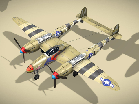  闪电战斗机 直升机su模型 