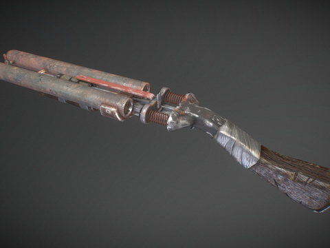  自制霰弹枪 枪支 枪械su模型 