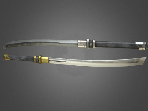  长刀 大刀 刀柄su模型 