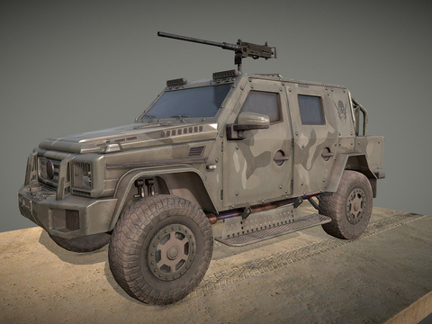  军事装甲车 炮车su模型 