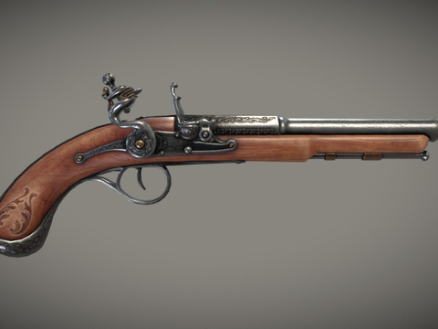  火绳手枪 枪支 枪械su模型 