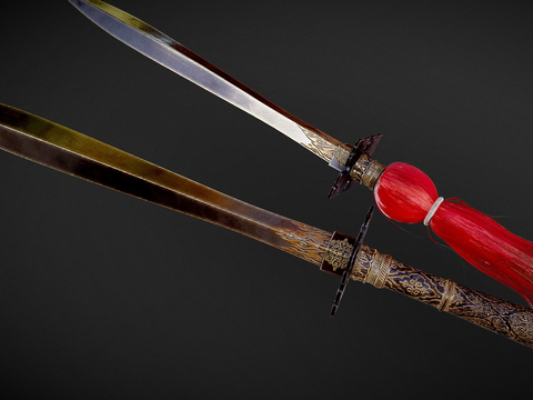  长矛 长剑su模型 