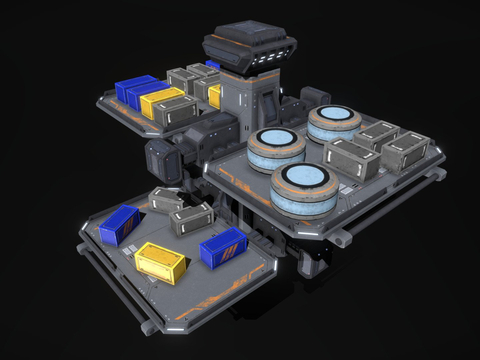  科幻货物仓库su模型 