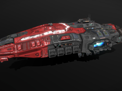  海盗团航母 科幻飞行器su模型 