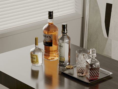  酒杯 酒瓶 酒杯su模型 