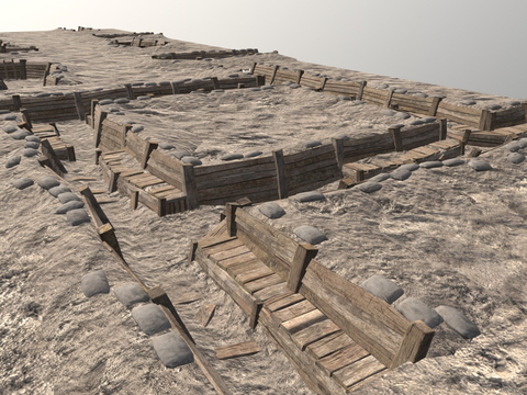  场景战壕战争包su模型 