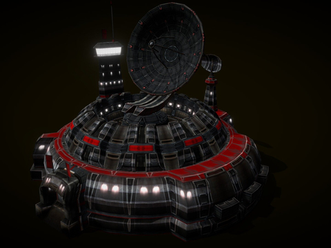  科幻建筑-通讯中心su模型 