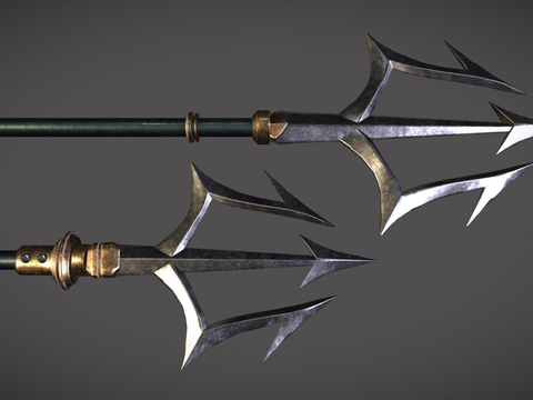  三叉戟武器su模型 