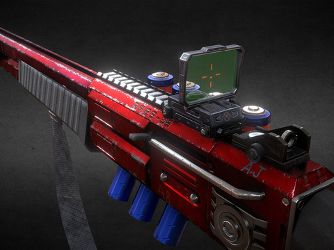  科幻双管霰弹枪su模型 