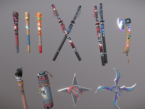  忍者武器su模型 