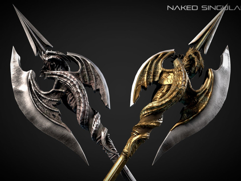  龙戟 中世纪黑暗幻想武器su模型 