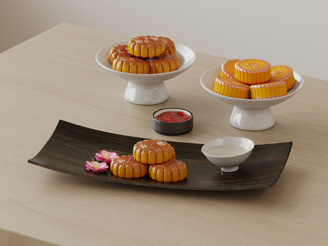  食物 中秋月饼su模型s 