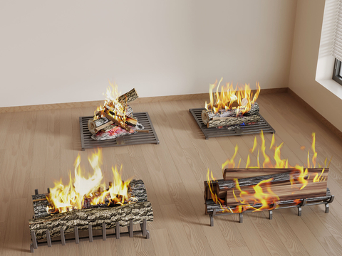  火焰壁炉su模型 