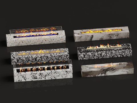  火焰壁炉su模型 