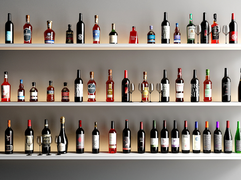  酒瓶 酒水 洋酒su模型 