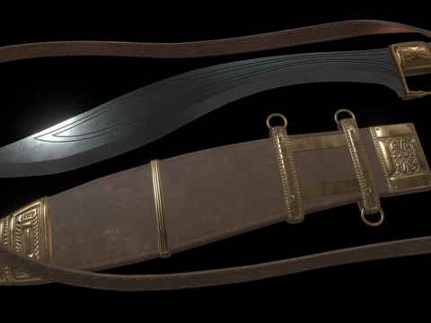  带鞘的古刀su模型 