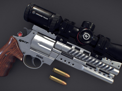  枪左轮手枪su模型 