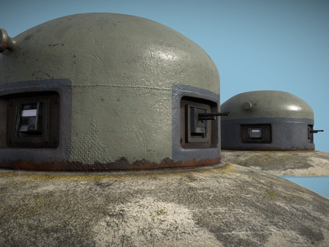  马其诺防线瓮型碉堡A型su模型 