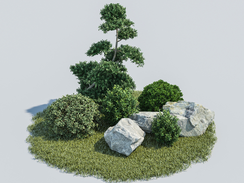  植物堆 微地形 景观造景su模型 