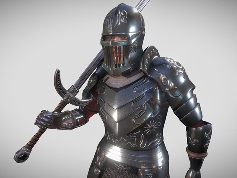  骑士持双手剑su模型 