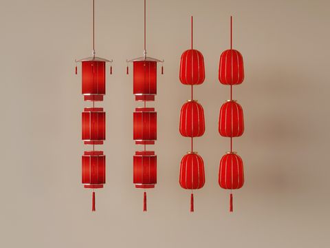  新中式仿古灯笼su模型 