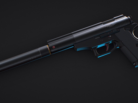  带消音器的手枪su模型 