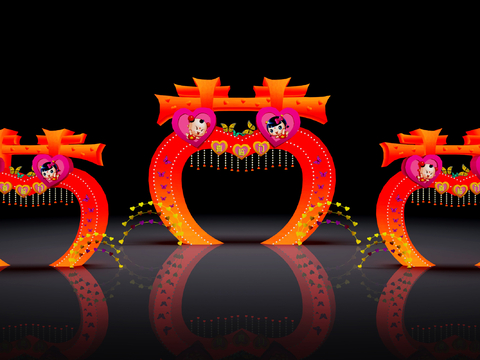  现代装饰门拱 花灯彩灯su模型 