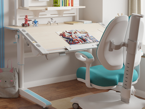  现代儿童学习桌su模型 