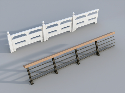 石栏杆 栏杆 围栏 不锈钢栏杆su模型