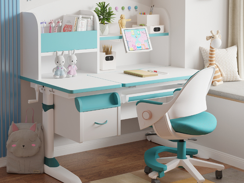  现代儿童学习桌su模型 