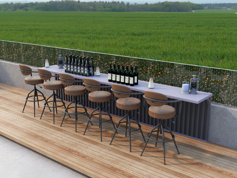 户外吧台吧椅su模型