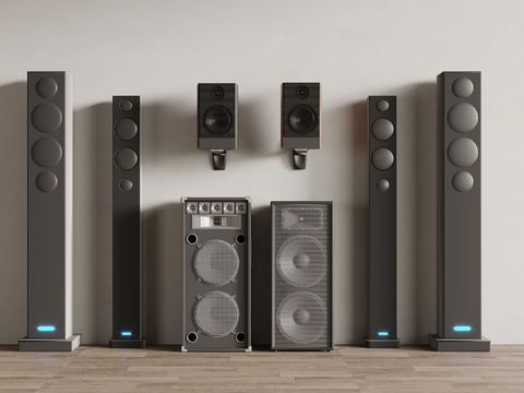  现代音响 低音炮 落地音响su模型 