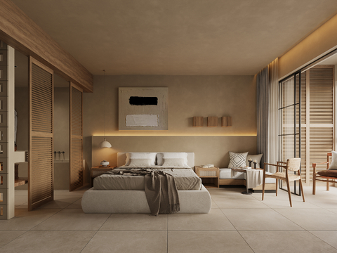  侘寂民宿套间su模型 