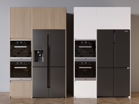  智能蒸箱 烤箱 冰箱柜su模型 