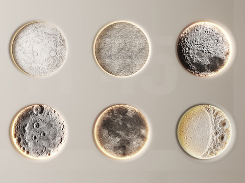  月球壁灯 月球石膏灯su模型 