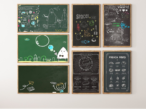  广告牌 黑板 粉笔画板 小黑板su模型 