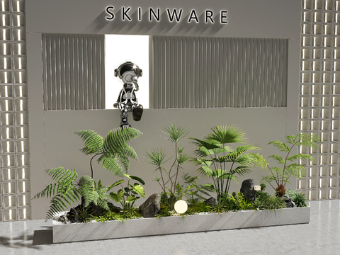  绿植花箱 植物堆su模型 