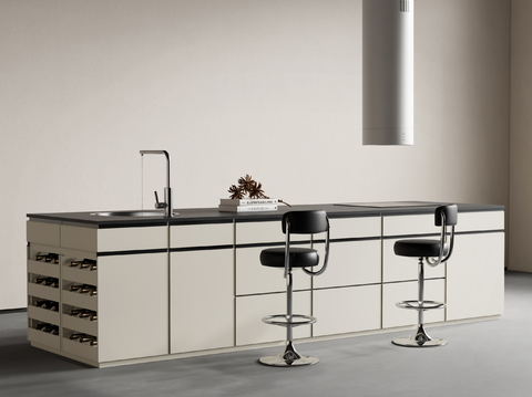 现代中岛台吧台su模型