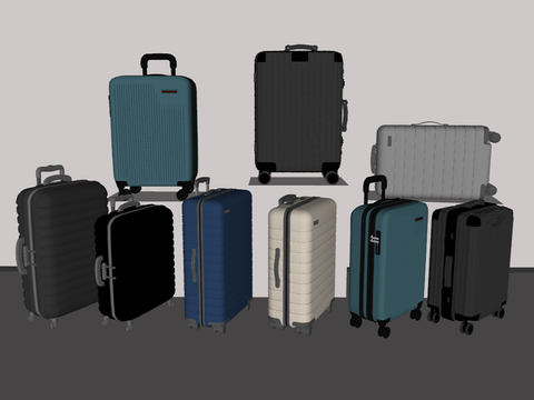  行李箱 箱包 拉杆箱 旅行箱 密码箱su模型 