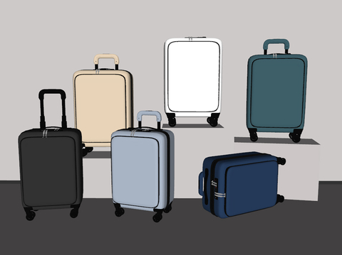  行李箱 箱包 拉杆箱 旅行箱 密码箱su模型 