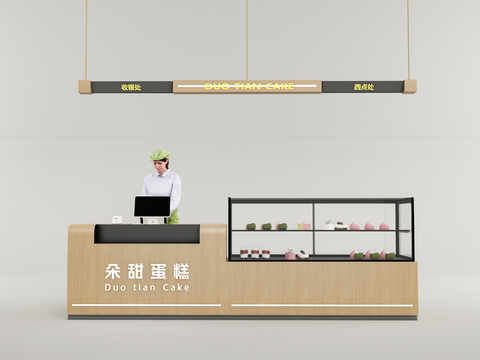  现代面包店收银台su模型 