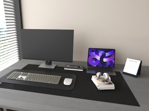  电脑 办公室电脑 显示器 平板 键盘su模型 