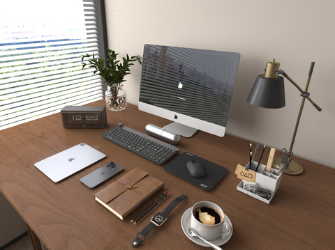  电脑 办公室电脑 显示器 平板 键盘su模型 