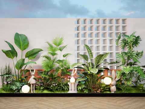  植物堆花境 植物景观造景su模型 