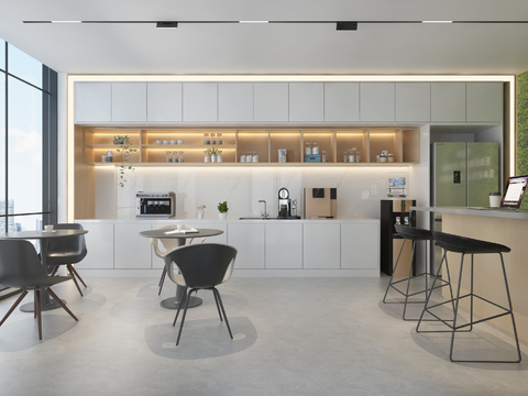  办公室 茶水间 水吧台su模型 